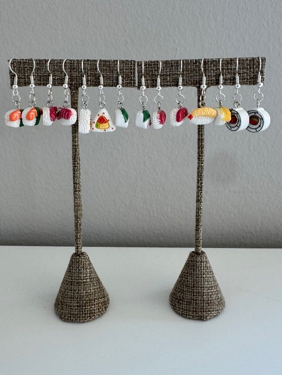 Handmade Jewelry - Handmade Sushi Roll Drop Earrings | Cute Foodie Statement Jewelry